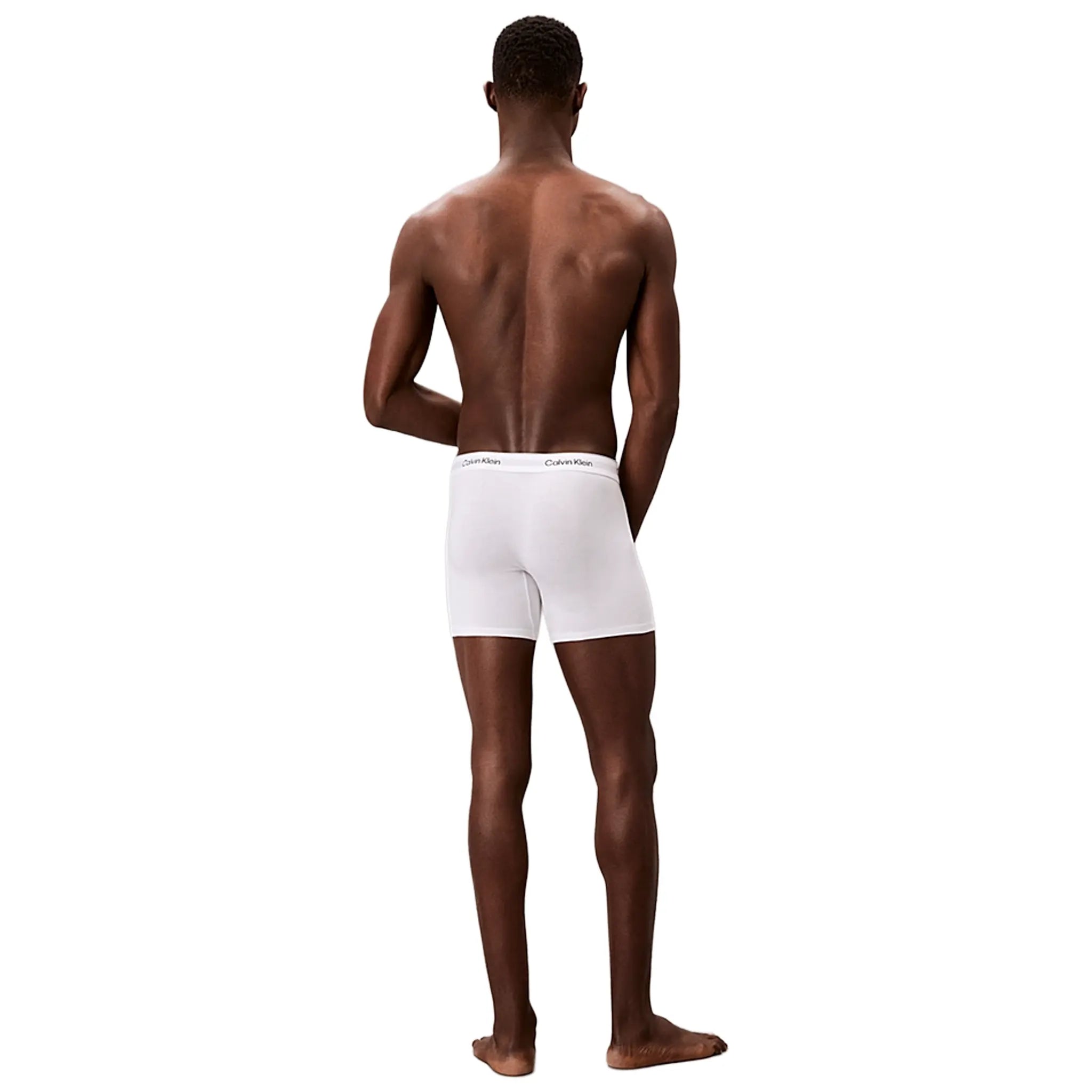 Front View of Calvin Klein Cotton Stretch White Boxer Shorts Three Pack